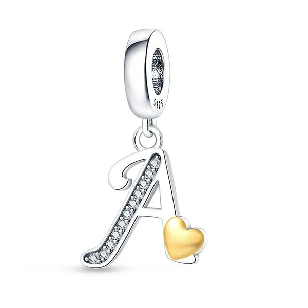 Heart Letters Gold Charm (A-Z)